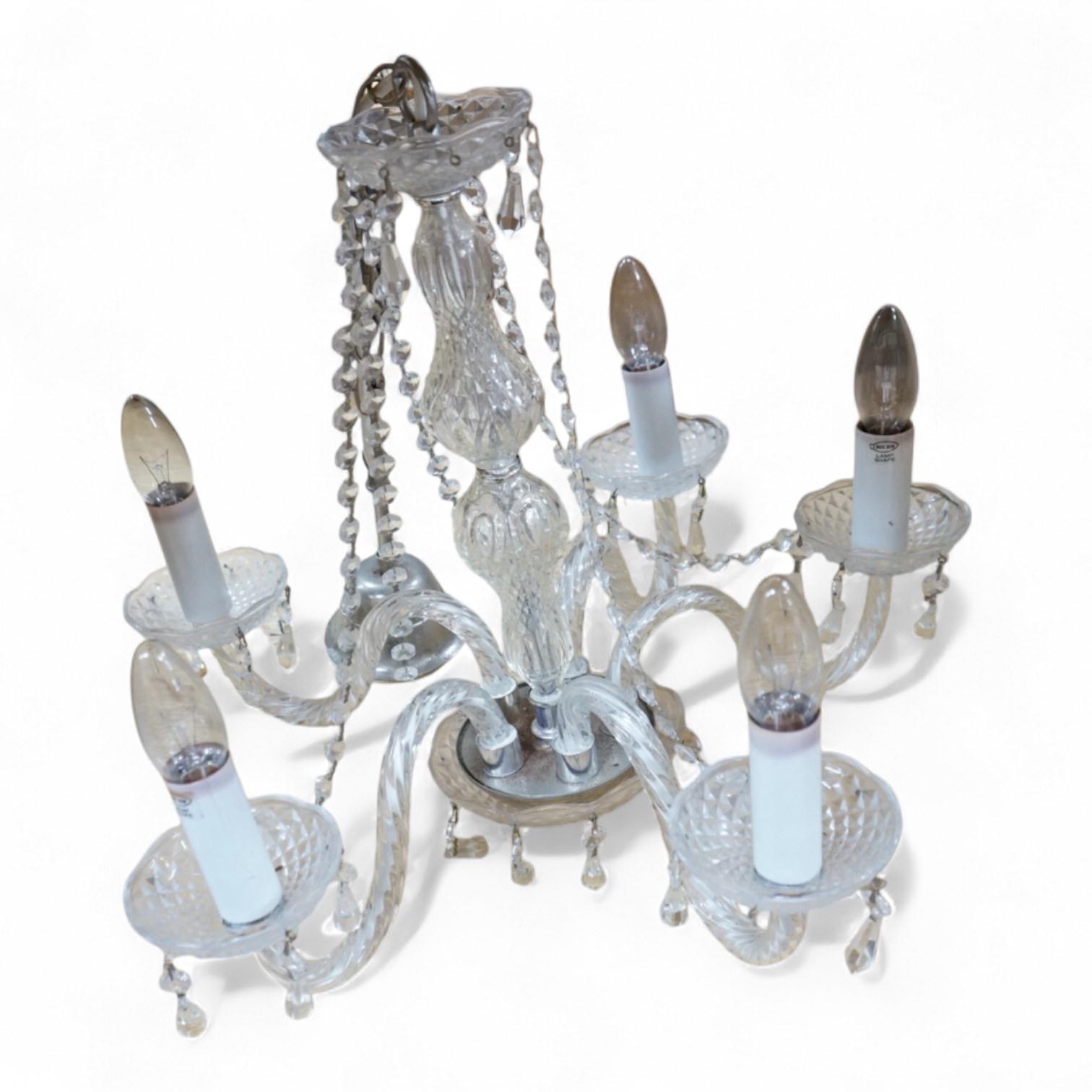 A five branch Venetian style chandelier, 40cm high., Condition - fair